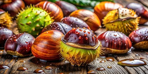 Fresh Water Chestnuts, Raw Aquatic Vegetables, Healthy Food,  Asian Cuisine Ingredient