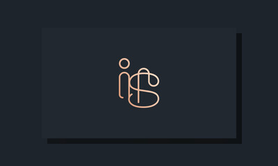 Minimal clip initial letter IS logo