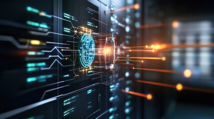 Innovative technology integration data center digital art high-tech environment close-up view futuristic concept for enhanced connectivity