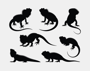 Obraz premium Bearded Dragon Silhouette Illustration Vector Template