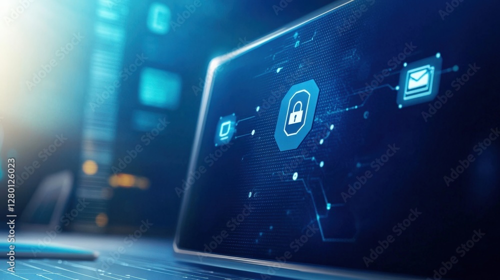 Aufkleber cybersecurity measures for protecting data digital workspace infographic technology environment clos