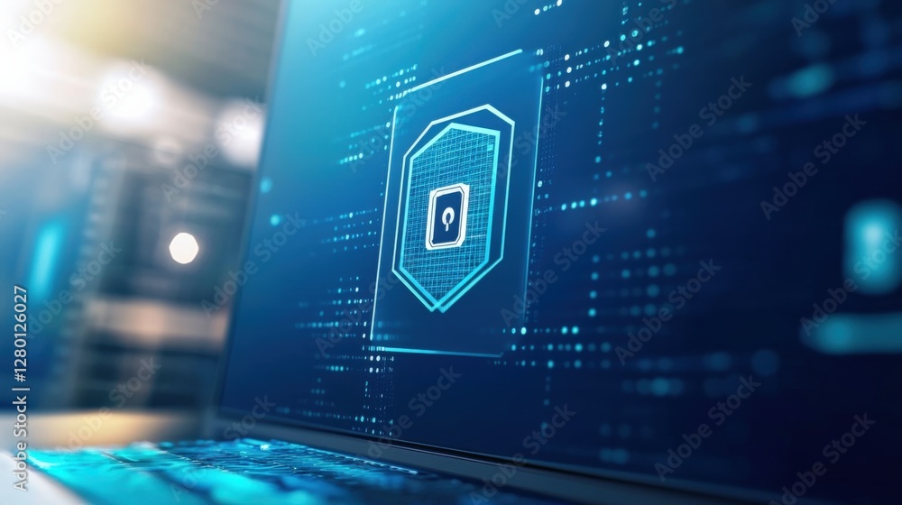 Poster digital security measures cyber environment data protection visuals technology showcase futuristic p