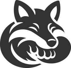 A fox resting its head on its paws in sadness vector silhouette