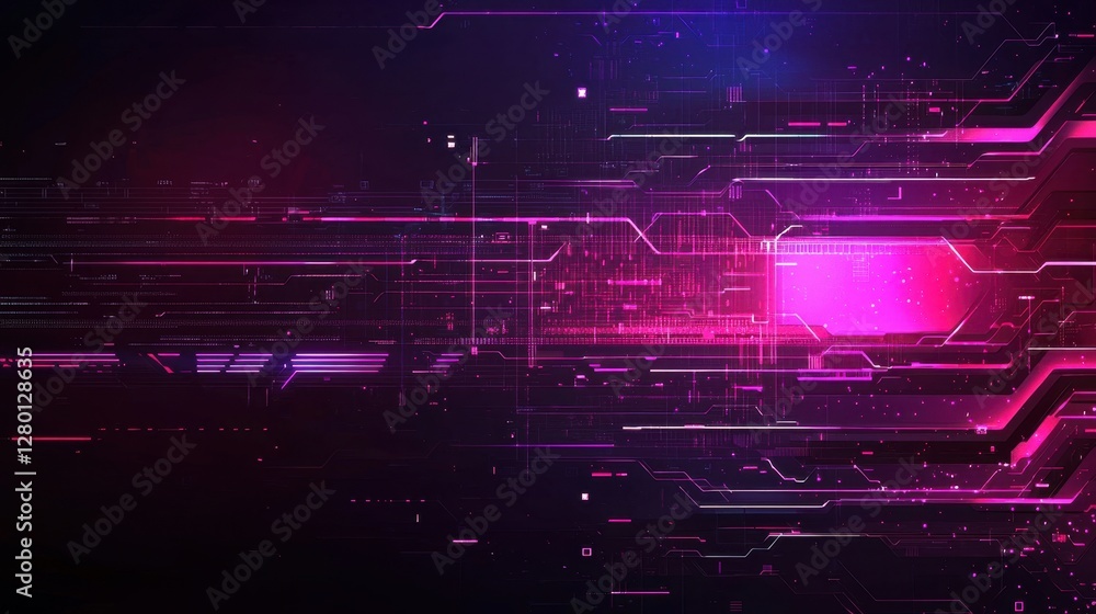 Poster abstract futuristic digital background with vibrant colors and glowing lines, featuring geometric pa
