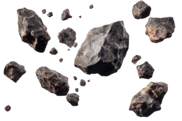 Raw black coal, a natural fossil fuel mineral, isolated on a white background