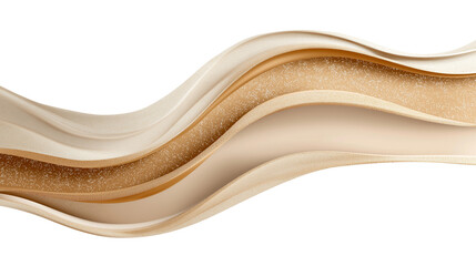Elegant Beige Fluid Wave with Smooth Curves, Luxurious Gradient Texture, and Shimmering Details Isolated on Transparent Background, Cutout