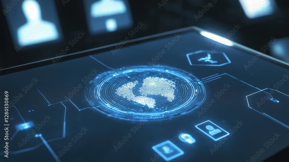 Poster innovative technology interface digital space digital content futuristic environment close-up view i