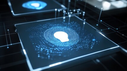 Innovative digital technology integration virtual space abstract graphics high-tech environment close-up view data visualization concept