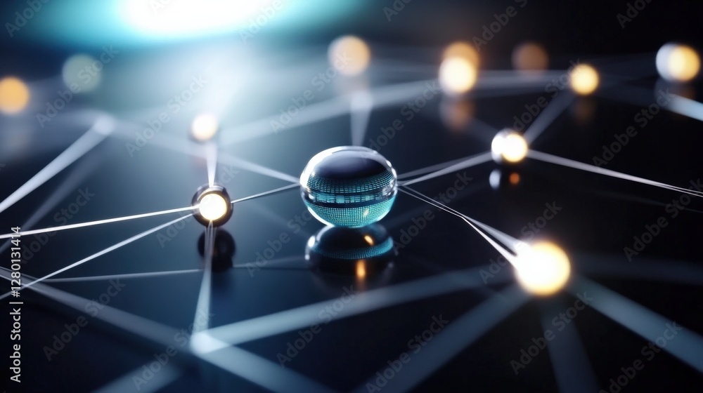 Poster exploring quantum connections a visual journey through science abstract network digital art futurist