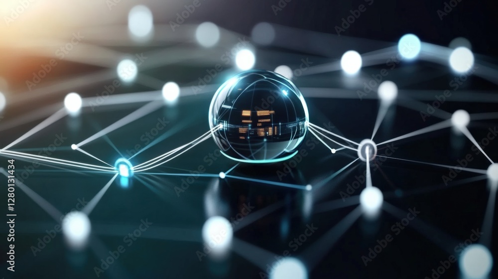 Aufkleber exploring digital connectivity abstract technology sphere virtual environment high-definition viewpo