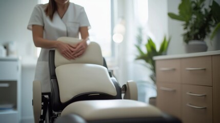 Nerve therapy session in a tranquil minimalist clinic. Featuring healing and relaxation