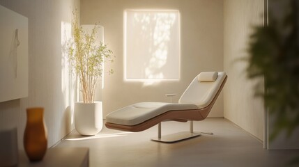Nerve therapy session in a tranquil minimalist clinic. Featuring healing and relaxation