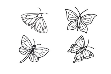 set of vector butterflies