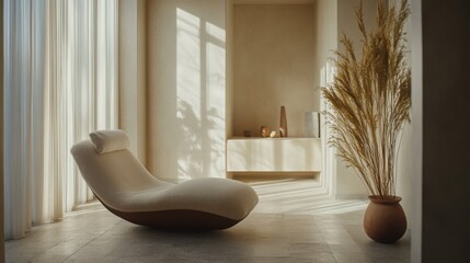 Nerve therapy session in a tranquil, minimalist wellness room. Featuring relaxation and healing