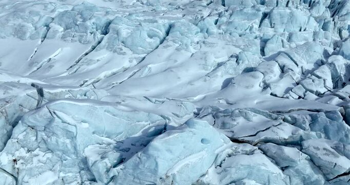 Arctic circle icecap glaciers on a clear day, Aerial view