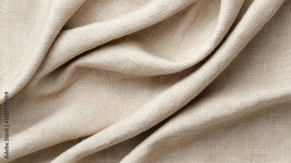 Poster soft neutral fabric texture showcasing the intricate weave patterns and delicate draping of natural 