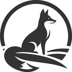 A fox sitting alone on a hill, gazing at the horizon vector