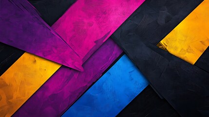 Vibrant Abstract Digital Painting: Interlocking Color Stripes AI Generated