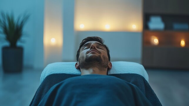 Nerve therapy session in a tranquil wellness room with a therapist. Featuring comfort and relaxation