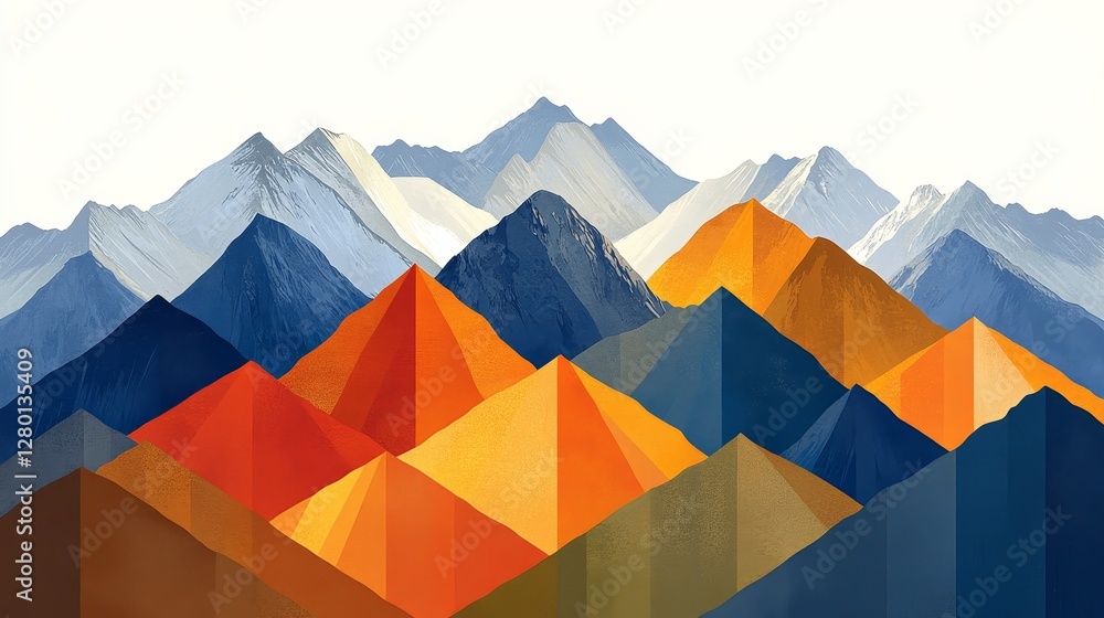 Poster Geometric Mountainscape Gradient Horizon Abstract Background with Triangular Facets and Artistic Texture for Modern Digital Design