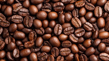 Obraz premium Close-Up View of Roasted Coffee Beans on Dark Surface