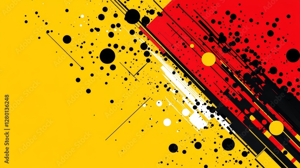 Poster dynamic abstract art background with contrasting shades and digital paint splatter effect creates vi