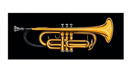 Obraz premium Golden Trumpet on Black: A Detailed Digital Illustration AI Generated