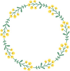 Round Flower Frame Floral Wreath Greeting illustration