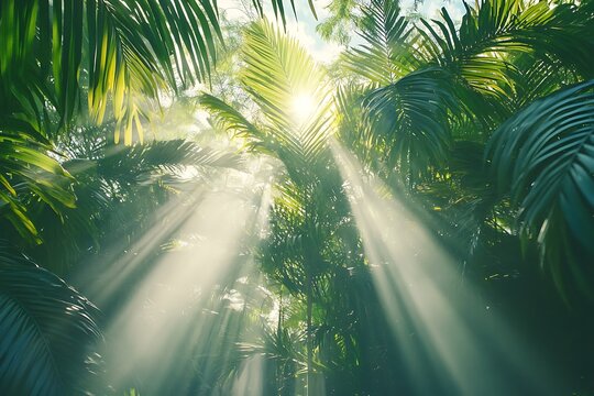 Sunlight filters through jungle canopy