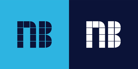 NB logo design with tile shape. Minimalist and modern vector illustration design suitable for business or brand