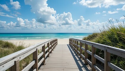 Obraz premium wooden walkway to the beach