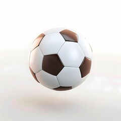 Naklejka premium 3D Clay Rendered Soccer Ball Floating on White Background with Soft Lighting