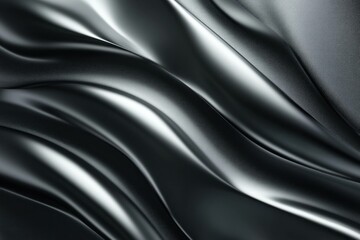 Elegant black silk fabric draped with beautiful folds, showcasing smooth and luxurious texture ideal for fashion and design projects