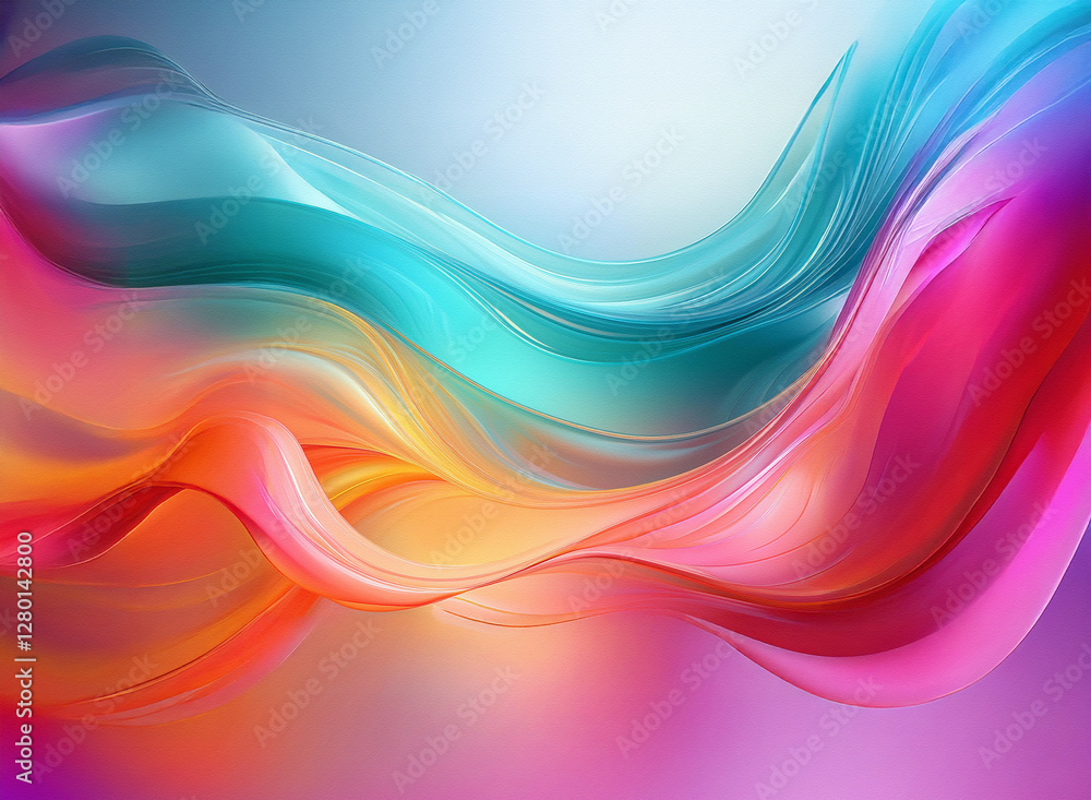 Poster abstract flowing waves of vibrant colors create a dynamic background. soft hues blend smoothly, form