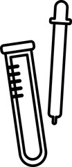 Science and Research Element Test Tubes and Dropper Outline Icon