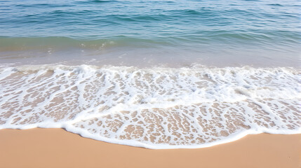 A Serene Beach with Gentle Waves Lapping the Shore