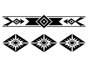 set of ornamental elements for design. tribal divider border pattern seamless