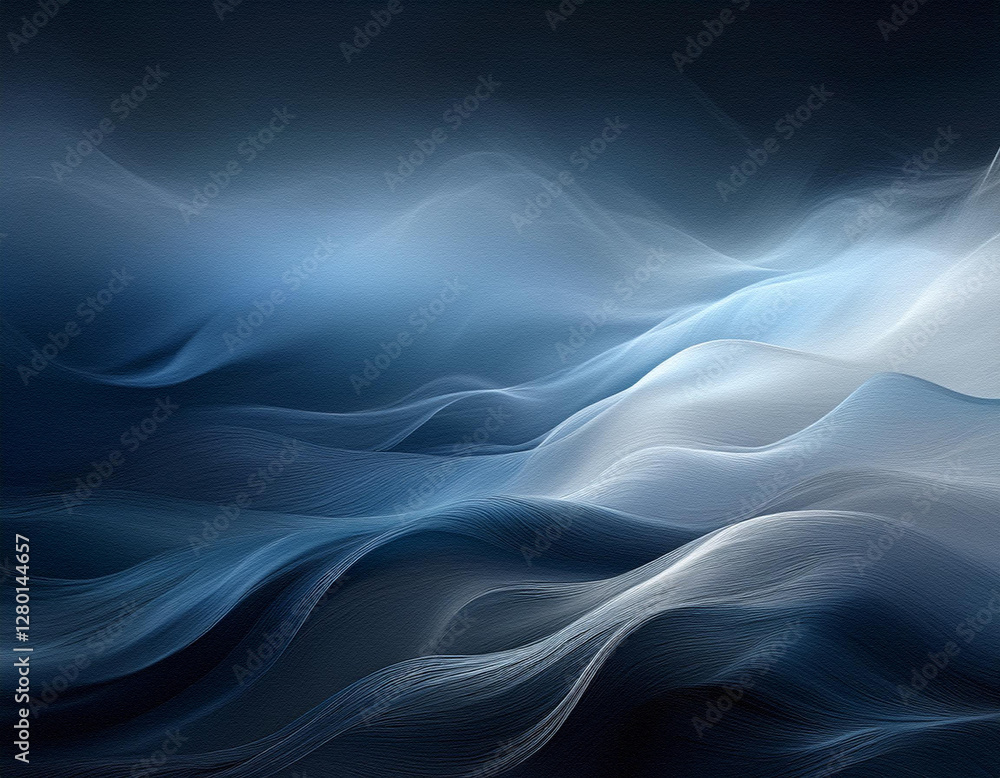 Poster abstract wavy lines in shades of blue and white create a smooth, flowing background with a gradient 