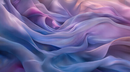 Obraz premium delicate silk swirls, artistic fabric motion, soft pastel palette of lavender and powder blue