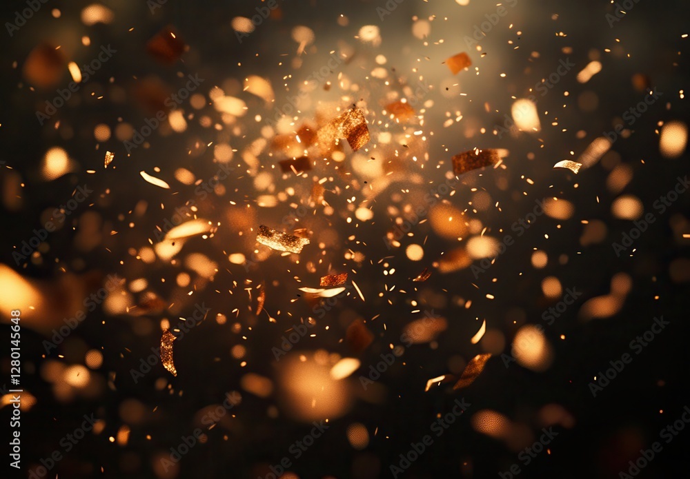 Poster dynamic glowing particles in motion against a dark background creating a sense of movement and energ