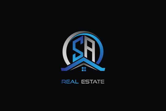SA real estate letters logo design for construction or house. SA real estate letters logo Vector design