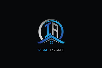 IA real estate letters logo design for construction or house. IA real estate letters logo Vector design
