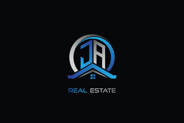 JA real estate letters logo design for construction or house. JA real estate letters logo Vector design