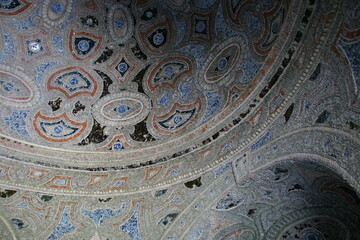Ceiling, Portugal. Ornate mosaic patterns, Portugal. Geometric and floral motifs, Portugal. Symbolic of faith and devotion, Portugal. Evokes a sense of mystery and wonder, Portugal.