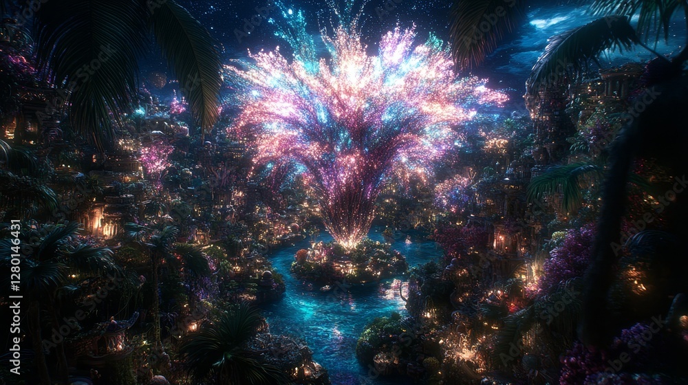 Poster vibrant cosmic nebula display illuminating the dark expanse of space creating a celestial spectacle 