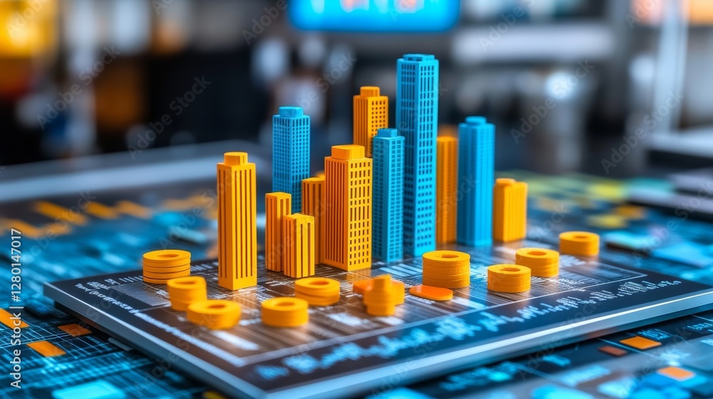 Aufkleber innovative digital metropolis visual abstract conceptualization next generation future cityscape mic