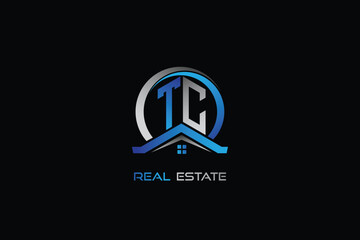 TC real estate letters logo design for construction or house. TC real estate letters logo Vector design