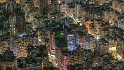 Jan 27 2025 Nightscape with Illuminated Buildings and Bustling Streets, Sham Shui Po