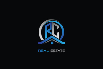 RC real estate letters logo design for construction or house. RC real estate letters logo Vector design
