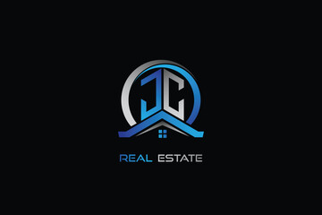 JC real estate letters logo design for construction or house. JC real estate letters logo Vector design
